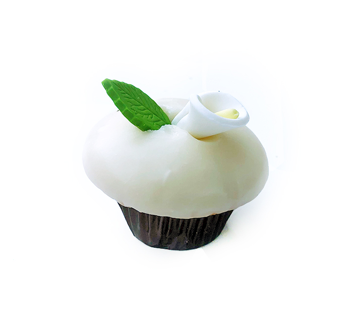 We bake our cupcakes fresh daily. (Shown: Wedding Cake Cupcake cupcakes.)